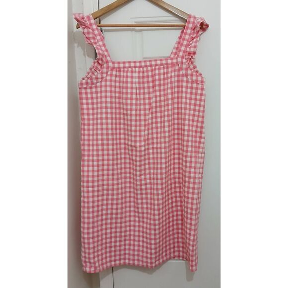 Vineyard Vines Dresses & Skirts - Vineyard vines womens small pink white gingham plaid square neck linen dress